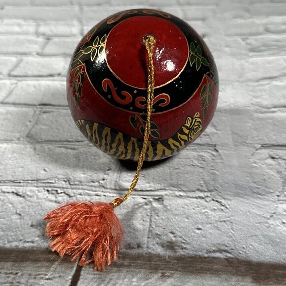 Paper Mache Hand Painted African Tiger Theme Christmas Tree Vintage Ornament - Picture 12 of 12